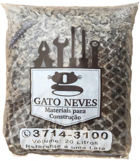 Saco lacrado de pedra brita embalada da Gato Neves, 20 litros