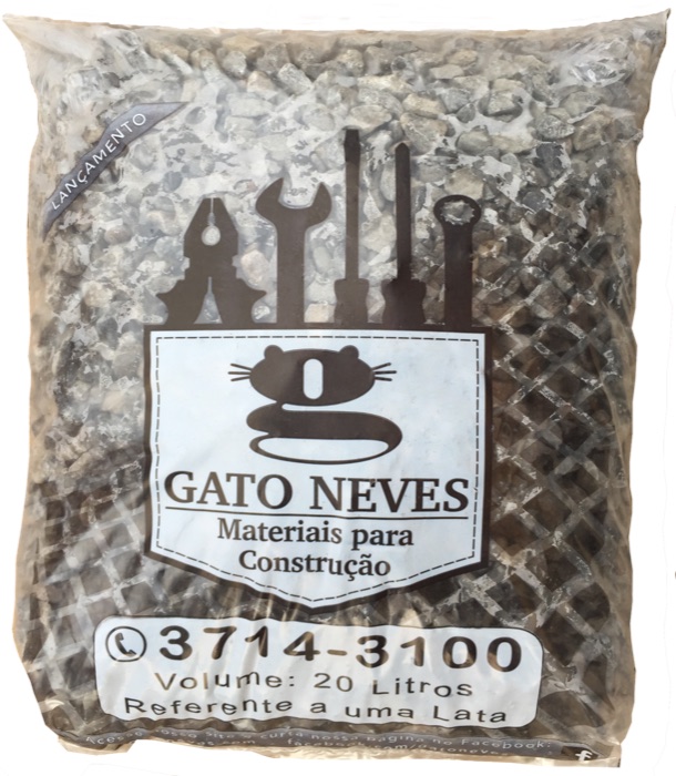 Saco lacrado de pedra brita embalada da Gato Neves, 20 litros