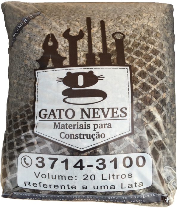 Saco lacrado de pedrisco embalado da Gato Neves, 20 litros